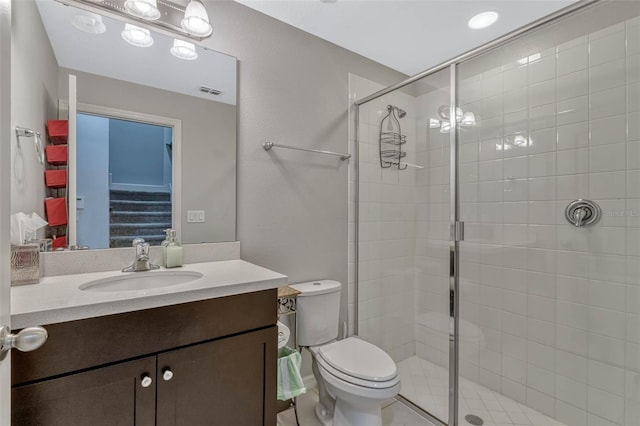 861 Taramundi Dr, Oviedo, FL 32765 - full bathroom featuring vanity, toilet, a stall shower, and visible vents