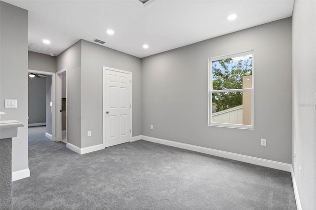 3 Orange Blossom Dr, Eustis, FL 32726 - carpeted empty room featuring baseboards, a ceiling fan, visible vents, and recessed lighting