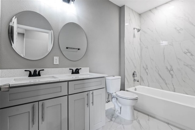 3 Orange Blossom Dr, Eustis, FL 32726 - full bathroom with marble finish floor, toilet, a sink, and double vanity