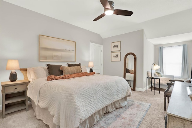 1821 Simonton Ave, Orlando, FL 32806 - bedroom with light colored carpet, baseboards, a ceiling fan, and lofted ceiling