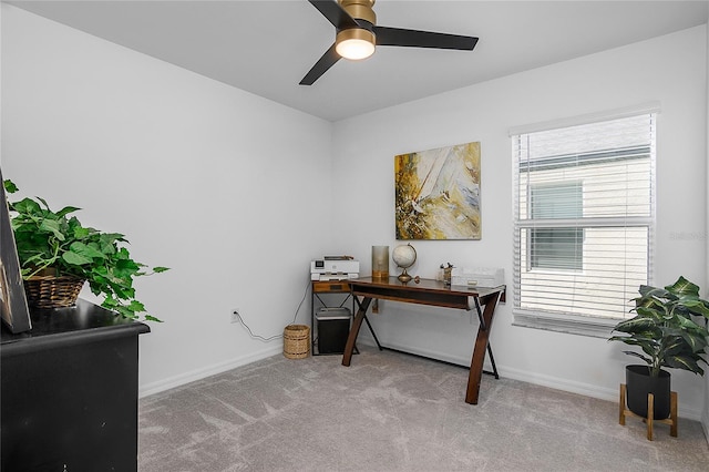 4094 San Clemente Ct, North Fort Myers, FL 33917 - carpeted home office featuring ceiling fan and baseboards