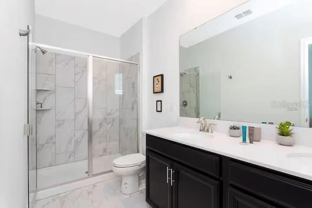 1013 Leader St, Davenport, FL 33896 - full bathroom featuring toilet, visible vents, marble finish floor, and a marble finish shower