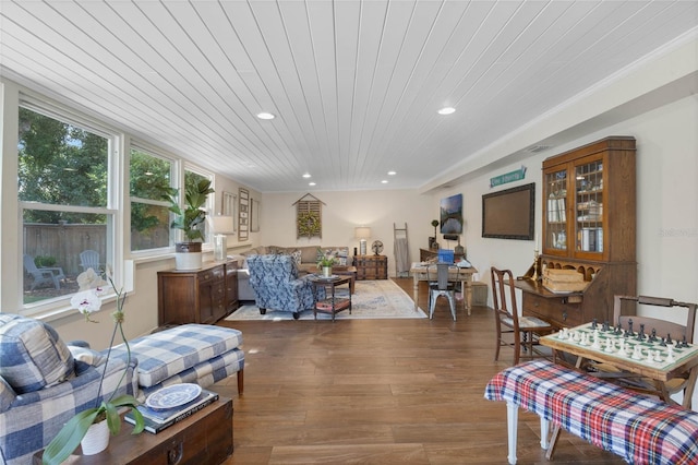 3015 Dawley Ave, Orlando, FL 32806 - living area with wood ceiling, recessed lighting, and wood finished floors