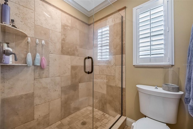 3015 Dawley Ave, Orlando, FL 32806 - full bathroom featuring crown molding and a shower stall