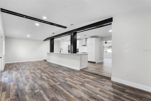 505 Lake Shore Dr, Maitland, FL 32751 - interior space with dark wood finished floors, baseboards, a sink, and recessed lighting