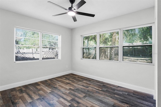 505 Lake Shore Dr, Maitland, FL 32751 - empty room featuring a ceiling fan, a wealth of natural light, and dark wood-style flooring