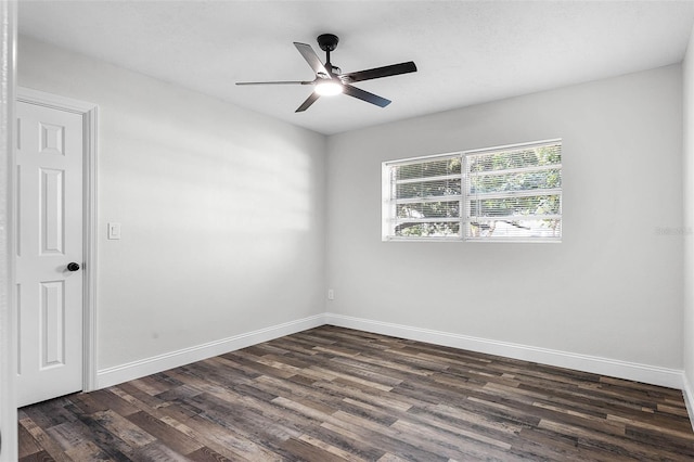 505 Lake Shore Dr, Maitland, FL 32751 - empty room featuring dark wood finished floors, baseboards, and ceiling fan