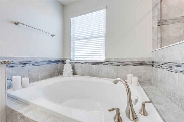 bathroom featuring a garden tub