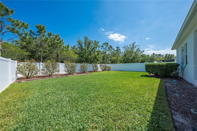 view of yard featuring a fenced backyard