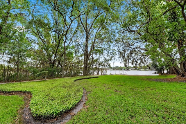 view of yard featuring a water view