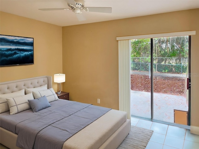 600 Fallsmead Cir, Longwood, FL 32750 - bedroom featuring access to exterior, light tile patterned floors, and a ceiling fan