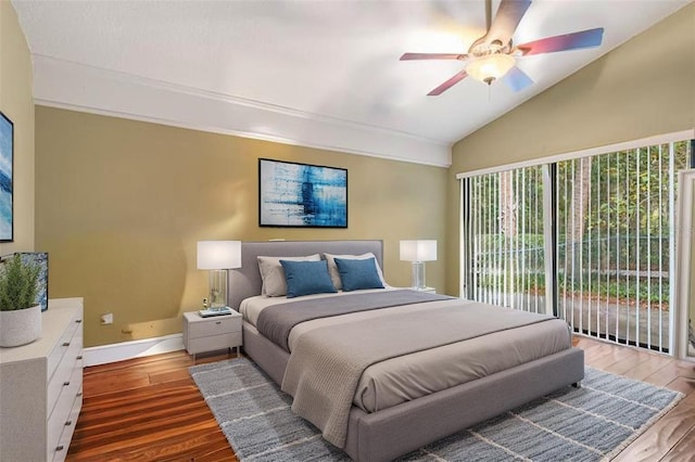 600 Fallsmead Cir, Longwood, FL 32750 - bedroom with lofted ceiling, wood finished floors, baseboards, and a ceiling fan
