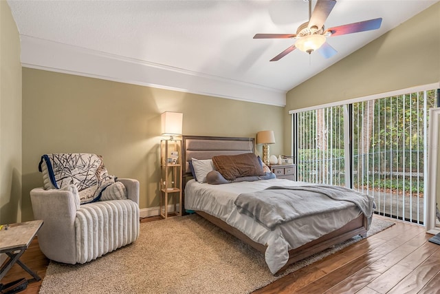 600 Fallsmead Cir, Longwood, FL 32750 - bedroom featuring lofted ceiling, wood finished floors, a ceiling fan, and access to outside