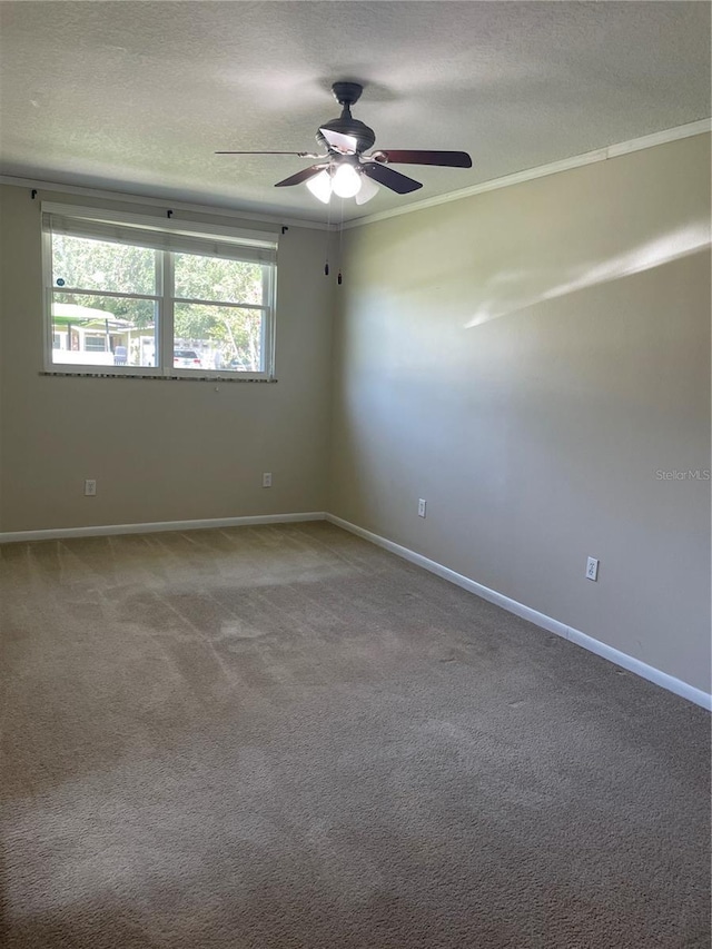 275 Virginia Dr, Winter Garden, FL 34787 - unfurnished room with baseboards, a ceiling fan, carpet flooring, and a textured ceiling