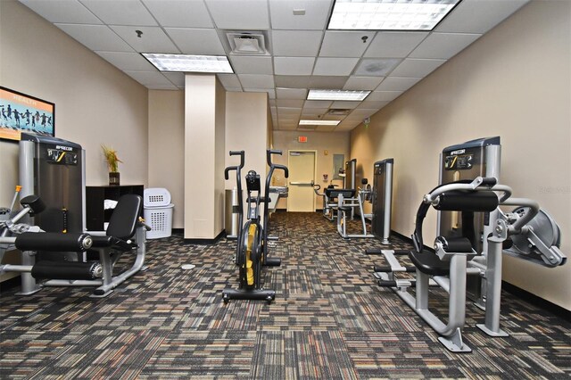 8112 Poinciana Blvd Unit 1809, Orlando, FL 32821 - gym with a drop ceiling, visible vents, and carpet floors