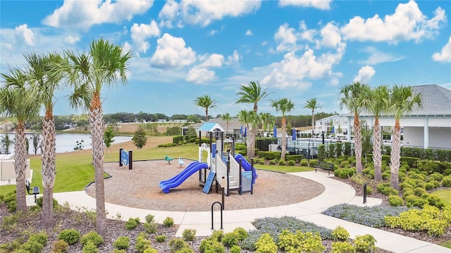 communal playground with a lawn
