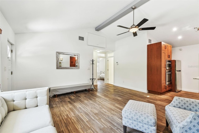 913 Tennessee Ln, Sarasota, FL 34234 - living area with wood finished floors, ceiling fan, and baseboards