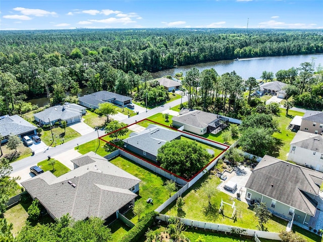 37 Lindsay Dr, Palm Coast, FL 32137 - bird's eye view featuring a forest view, a residential view, and a water view