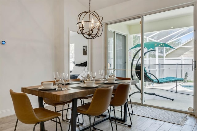 dining room with an inviting chandelier
