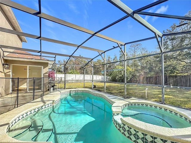 1176 Liberty Hall Dr, Kissimmee, FL 34746 - view of swimming pool featuring a patio, a lanai, and a pool with connected hot tub