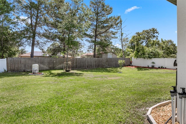 view of yard featuring a fenced backyard