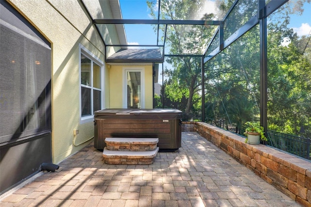exterior space featuring a jacuzzi
