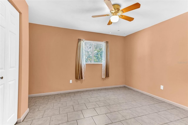 58 Barkwood Ln, Palm Coast, FL 32137 - empty room with ceiling fan, baseboards, and light tile patterned floors