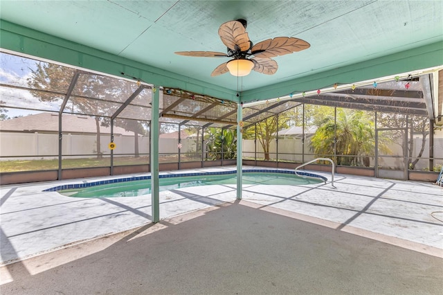 58 Barkwood Ln, Palm Coast, FL 32137 - view of swimming pool with a fenced in pool, a patio, a fenced backyard, and a lanai