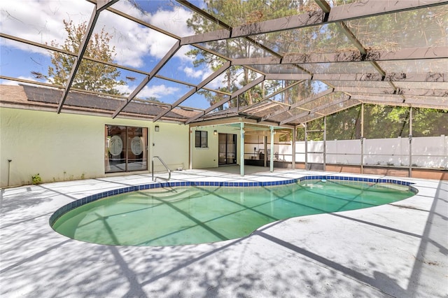 58 Barkwood Ln, Palm Coast, FL 32137 - view of pool featuring a patio, a fenced in pool, and glass enclosure