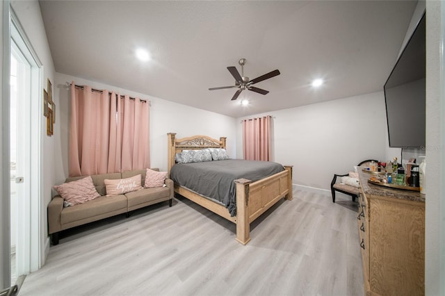 8137 Merano Ave, Fort Pierce, FL 34951 - bedroom with light wood-type flooring, recessed lighting, and a ceiling fan