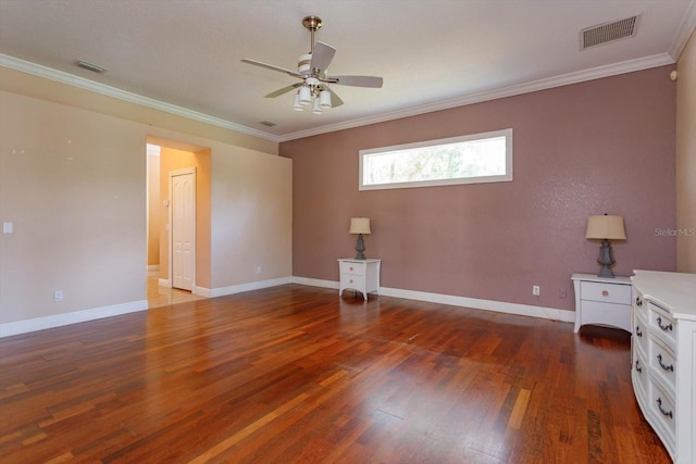 4556 Serna Ave, Malabar, FL 32950 - unfurnished room featuring ceiling fan, wood finished floors, and ornamental molding