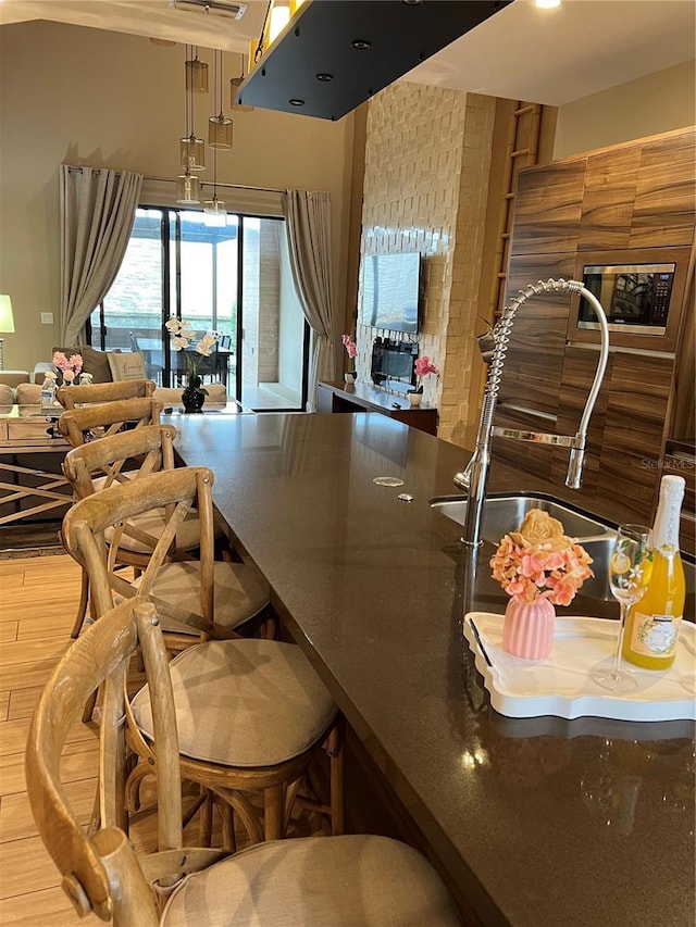 dining room with light wood finished floors