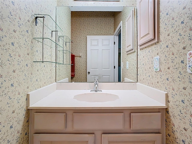 1157 Valley Creek Run, Winter Park, FL 32792 - bathroom featuring vanity and wallpapered walls