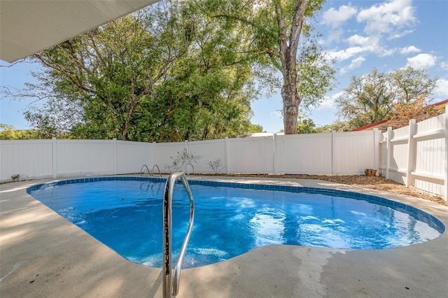 view of swimming pool with a fenced in pool and a fenced backyard