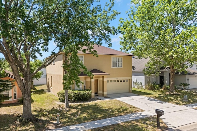 126 Knights Hollow Dr, Apopka, FL 32712 - traditional-style home with a front yard, driveway, a garage, and stucco siding