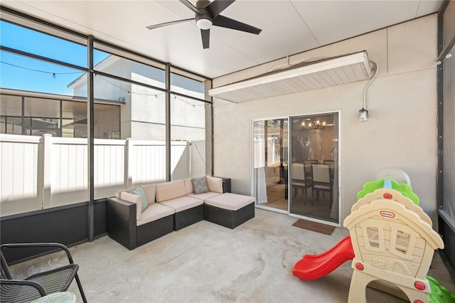 1415 Sherbourne St, Winter Garden, FL 34787 - sunroom / solarium featuring an outdoor hangout area and a ceiling fan