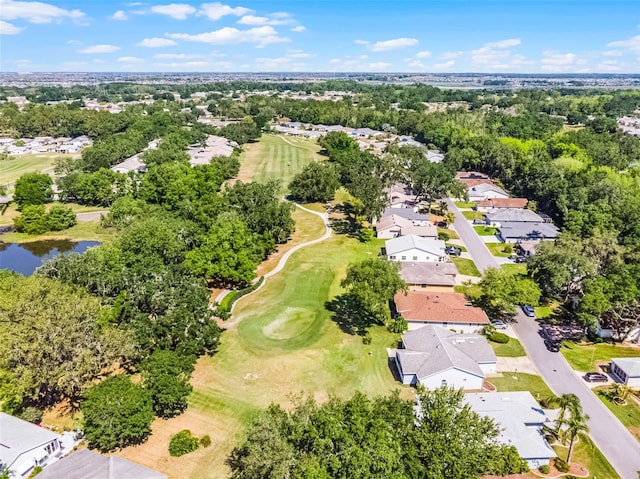 bird's eye view featuring view of golf course and a residential view