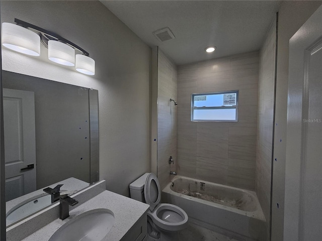 2310 Logsdon St, North Port, FL 34287 - bathroom with shower / bath combination, toilet, vanity, and recessed lighting