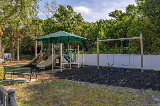community play area featuring fence