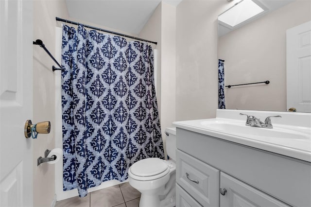 3205 Clewiston St, Deltona, FL 32738 - full bath with tile patterned floors, vanity, a shower with curtain, and toilet