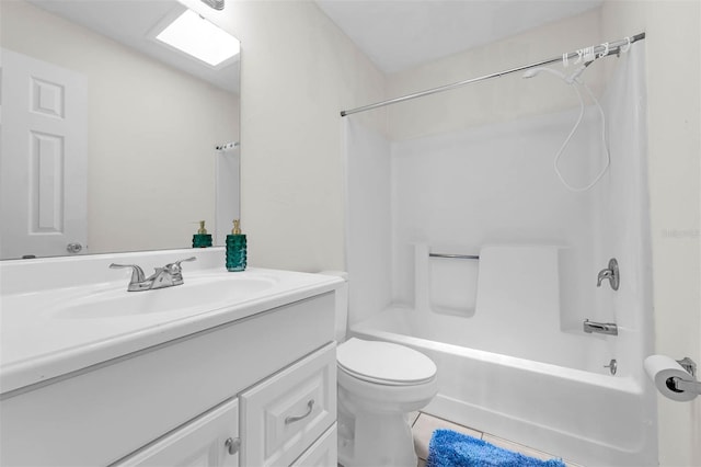 3205 Clewiston St, Deltona, FL 32738 - full bath with shower / bath combination with curtain, vanity, toilet, and tile patterned flooring