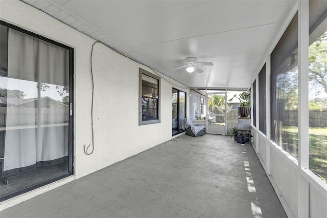 3205 Clewiston St, Deltona, FL 32738 - unfurnished sunroom featuring ceiling fan