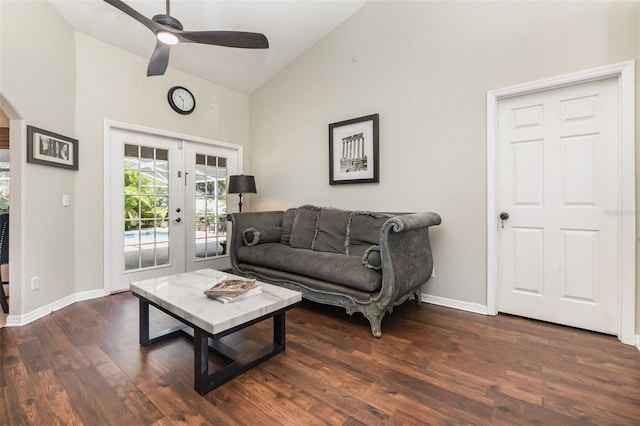 11506 Clair Pl, Clermont, FL 34711 - living room with arched walkways, high vaulted ceiling, wood finished floors, and french doors