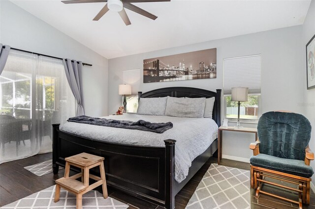 11506 Clair Pl, Clermont, FL 34711 - bedroom featuring wood finished floors, ceiling fan, and lofted ceiling