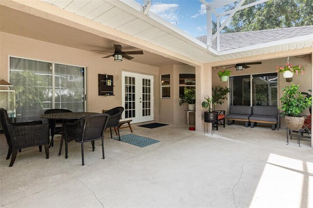 11506 Clair Pl, Clermont, FL 34711 - view of patio featuring french doors, outdoor dining space, and a ceiling fan