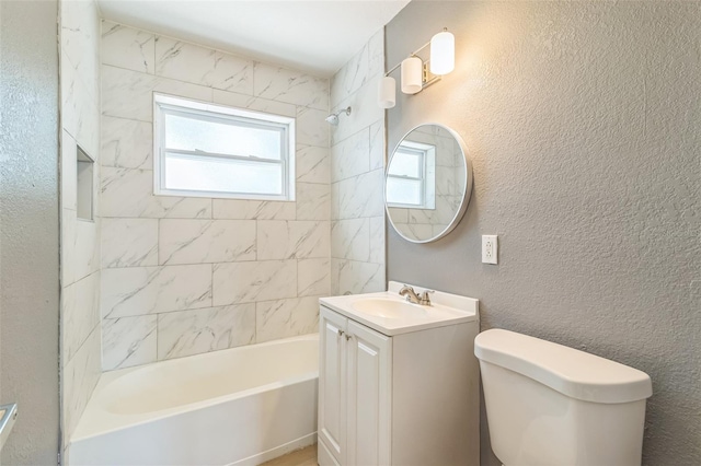 1234 Parker Ave, Deltona, FL 32725 - full bathroom with toilet, a textured wall, bathtub / shower combination, and vanity