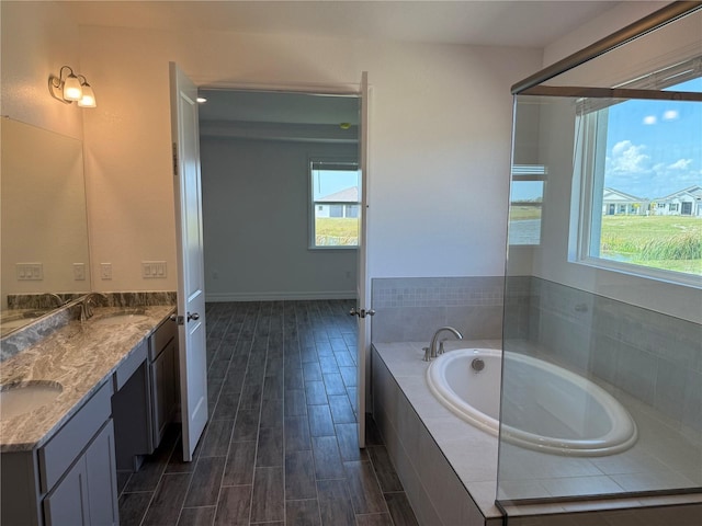 25126 Calusa Dr, Punta Gorda, FL 33955 - bathroom featuring double vanity, a bath, a sink, and a healthy amount of sunlight