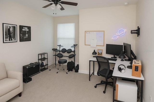900 S Maple Ave, Sanford, FL 32771 - home office with ceiling fan, carpet flooring, and baseboards