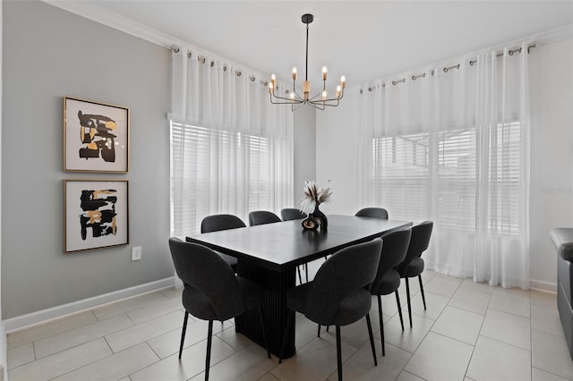 2400 Reading Trl, Kissimmee, FL 34746 - dining room with light tile patterned flooring, baseboards, and a notable chandelier
