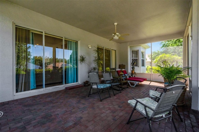 view of patio / terrace featuring a ceiling fan